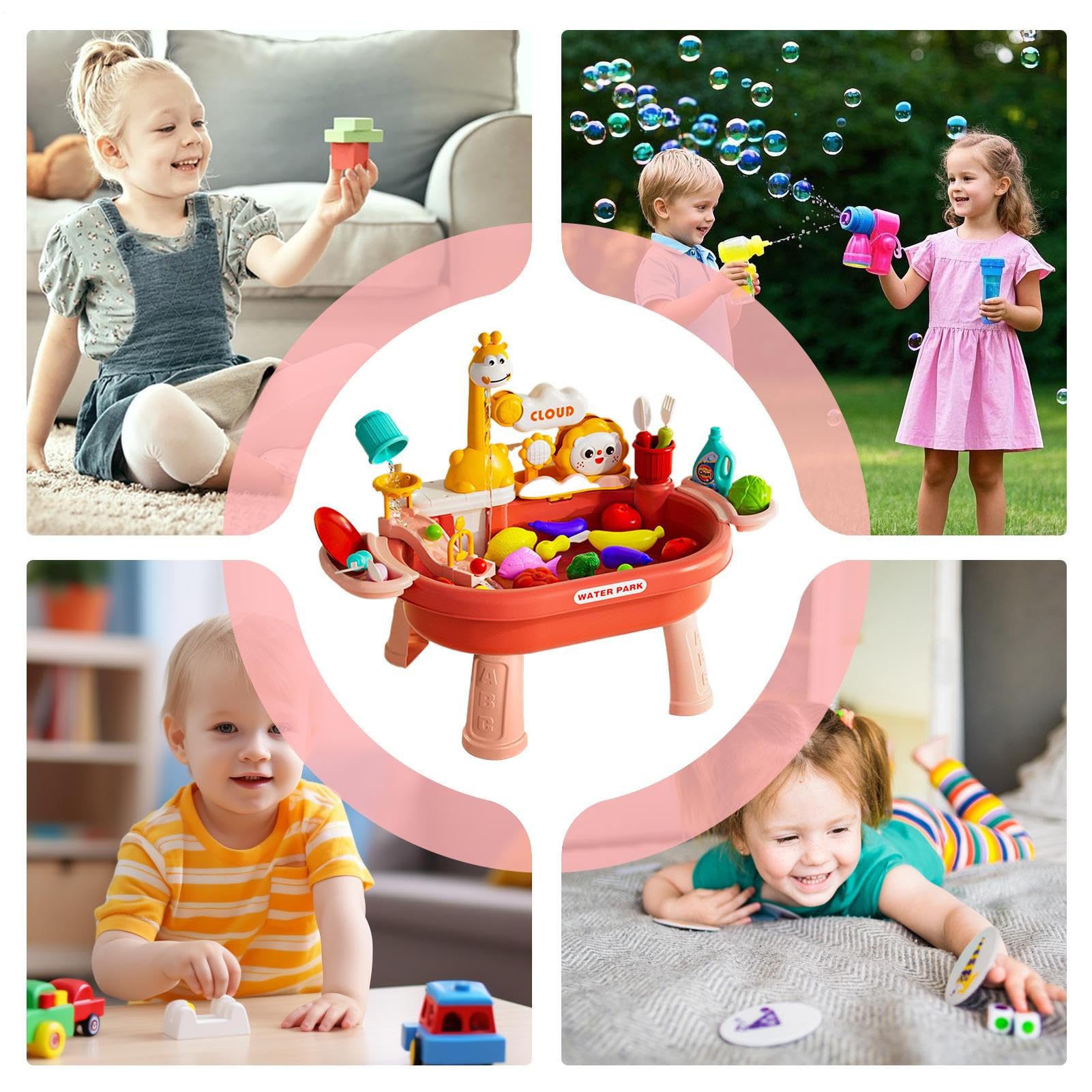 Dziecięcy stół wodny, outdoor w wodę maluch, kuchnia udaje zabawki z grą wędkarską, budynek Sturdy, zestaw aktywności sensorycznej do przedszkola Daycare Summer Camping Patio Use