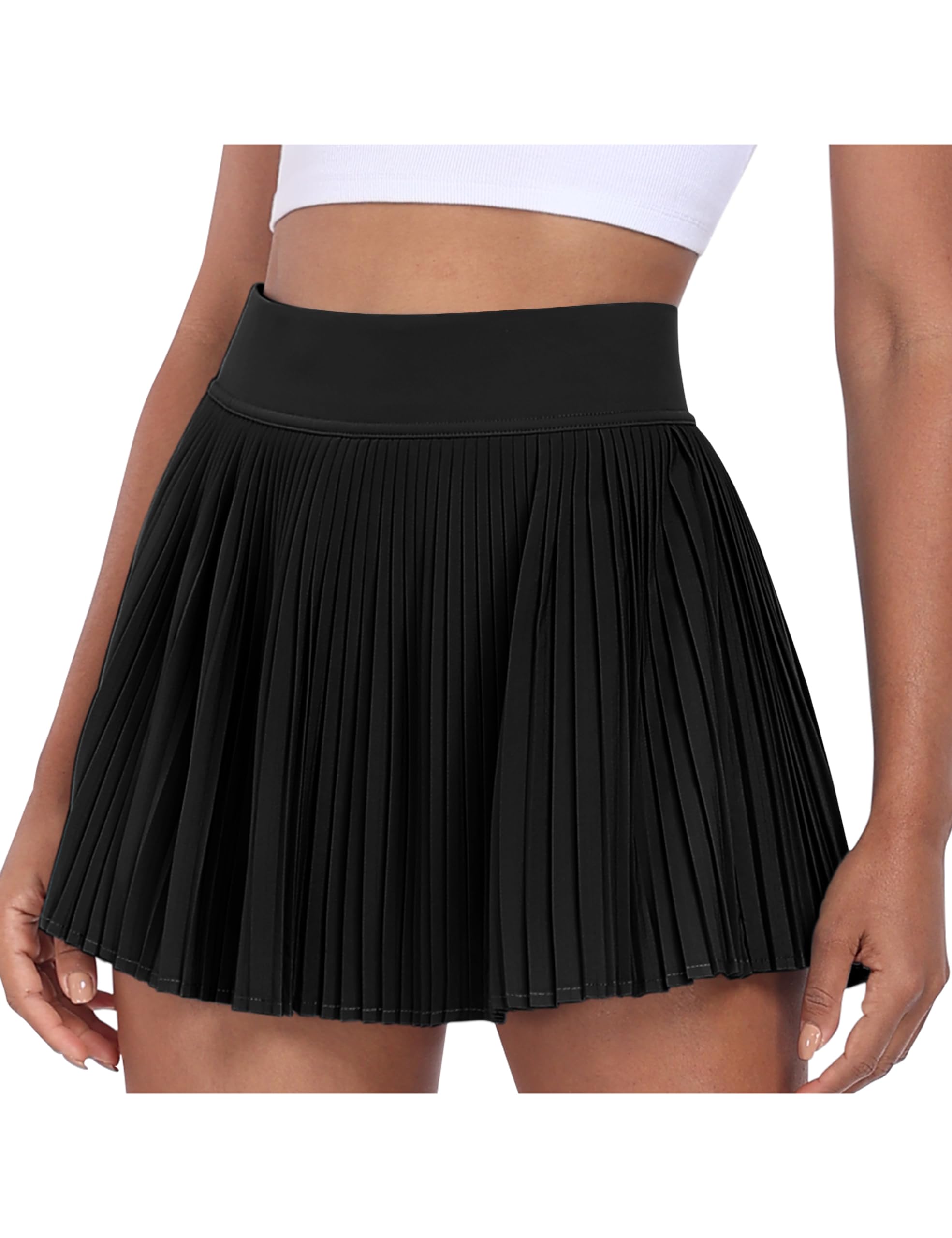 Desol Tennisrock Damen Hosenrock Damen Rock Mit Hose Drunter Hohe Taille Faltenrock Sportrock Golfrock Mini Rock Skirt mit Taschen