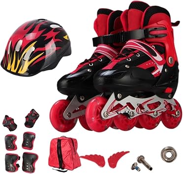 Adjustable Inline Skates for Kids with Light Up Wheels, Protective Gear Quad Roller Skates Indoor Outdoor Roller Blades for Girls Boys