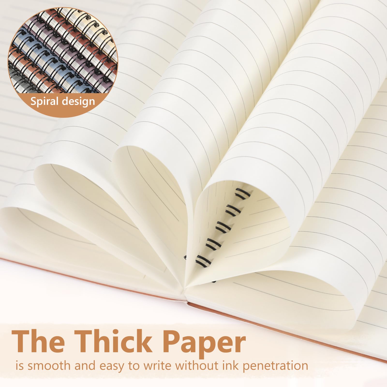 Fuutreo 24 quaderni a spirale per lavoro, formato A5, 21 x 14 cm, a righe, con copertina in carta kraft, 12 colori, 60 fogli, 120 pagine, per ufficio e scuola (innovativo, stampa a caldo)