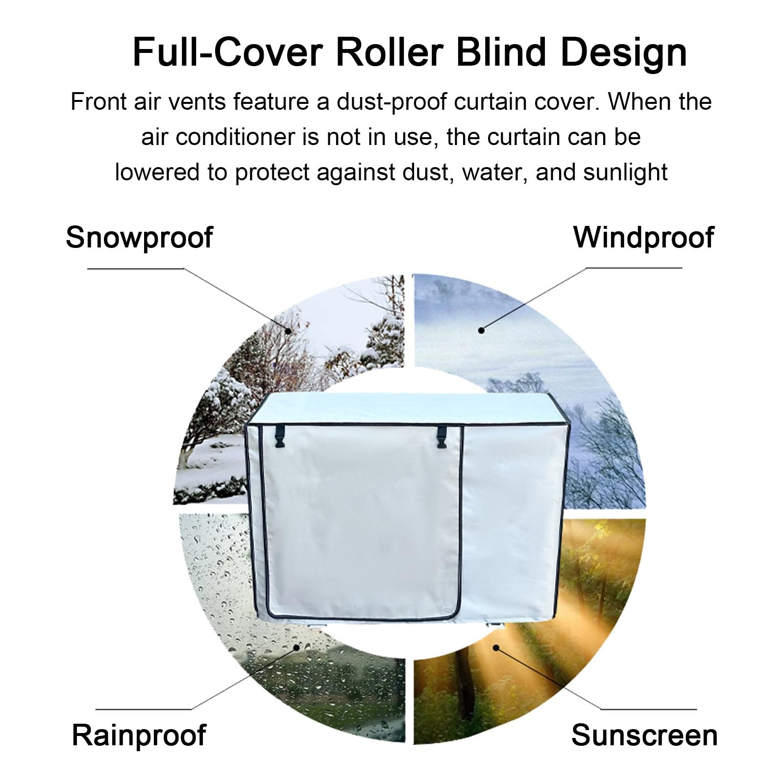 Protege Moteur Clim, Housse Pompe A Chaleur, avec Boucle Fixe, Tissu Oxford, Protection Solaire, Imperméable et Résistante à la Neige(86x33x56cm/33.8x13x22in)