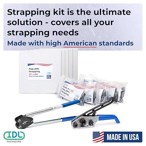 Miniatura 71 de IDL Packaging Kit de flejado de polipropileno (PP) portátil de 1/2 pulgada x 1000 pies, resistencia a la rotura de 600 libras, solución de flejado