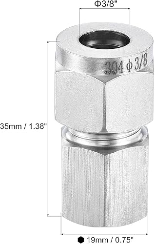 Miniatura 7 de uxcell Tubo de compresión 14NPT rosca hembra x tubo de 14 "OD recto adaptador de acoplamiento de acero inoxidable 304