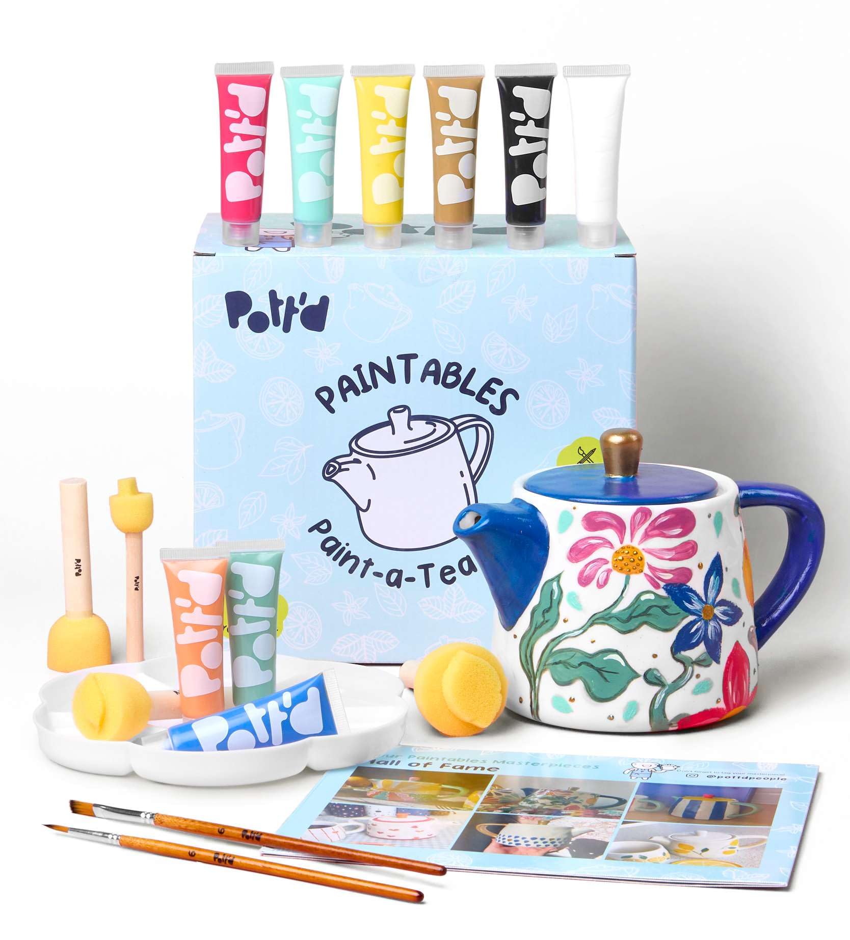 Pott’d Paintables Paint-a-Teapot Kit, DIY Pottery Painting Kit for Adults with Teapot, Paints, Brushes, Sponges, Palette and Guide, Craft Kit for Beginners, Ideal for Tea Lovers and Handmade Gifts — image 1