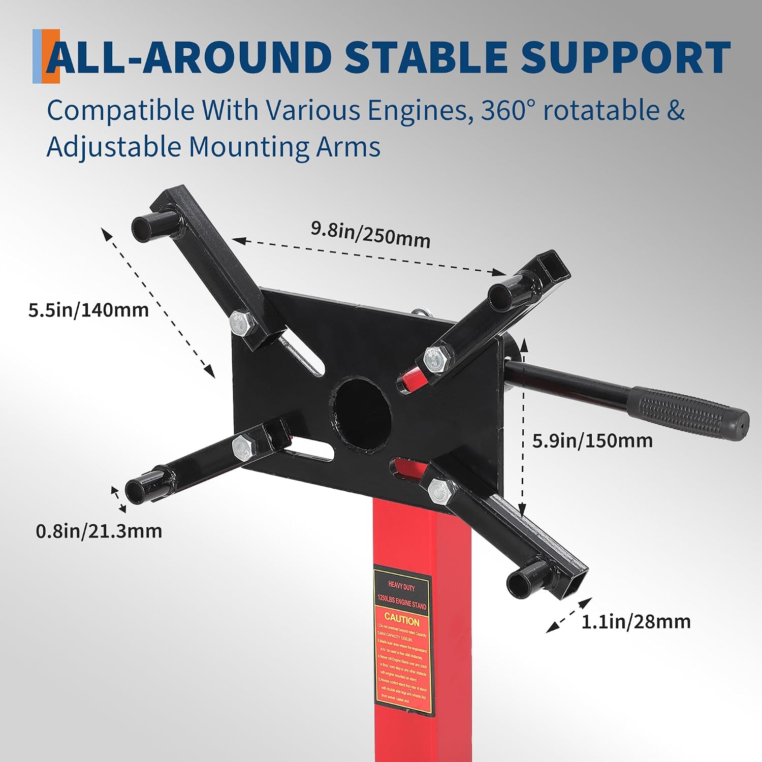 1300 LBS Engine Stand,Heavy Duty Foldable Rotating Engine Stand with 360-Degree Rotating Head,4 -Adjustable Arms & 4-Casters,for Vehicle Maintenance and Auto Repair