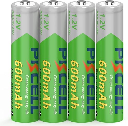 DURNERGY Pilas Recargables AAA Paquete de 4, Pilas Recargables AAA, 1.2V 600mAh NiMH Baja Autodescarga Recargable Triple AAA Batería