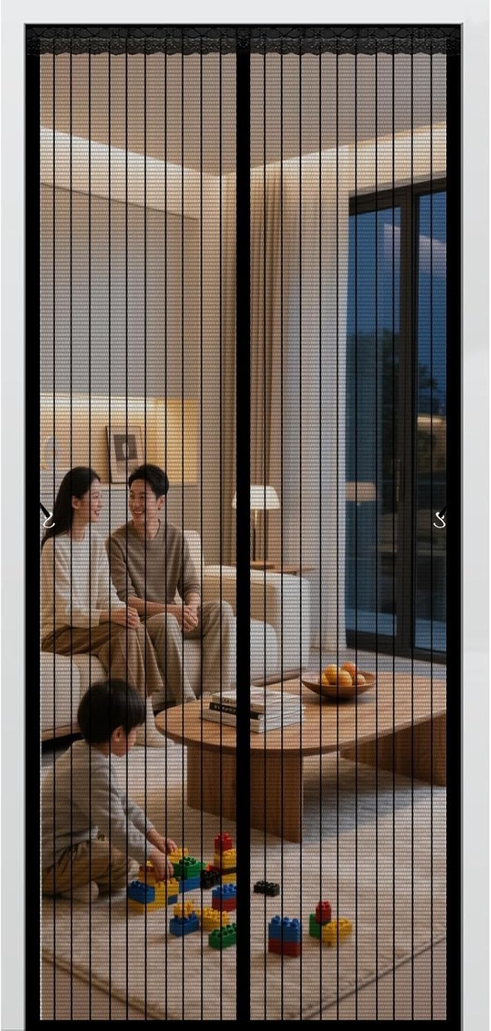 Moustiquaire magnétique pour porte double rideau anti-mouche sans perçage amovible de 90x200