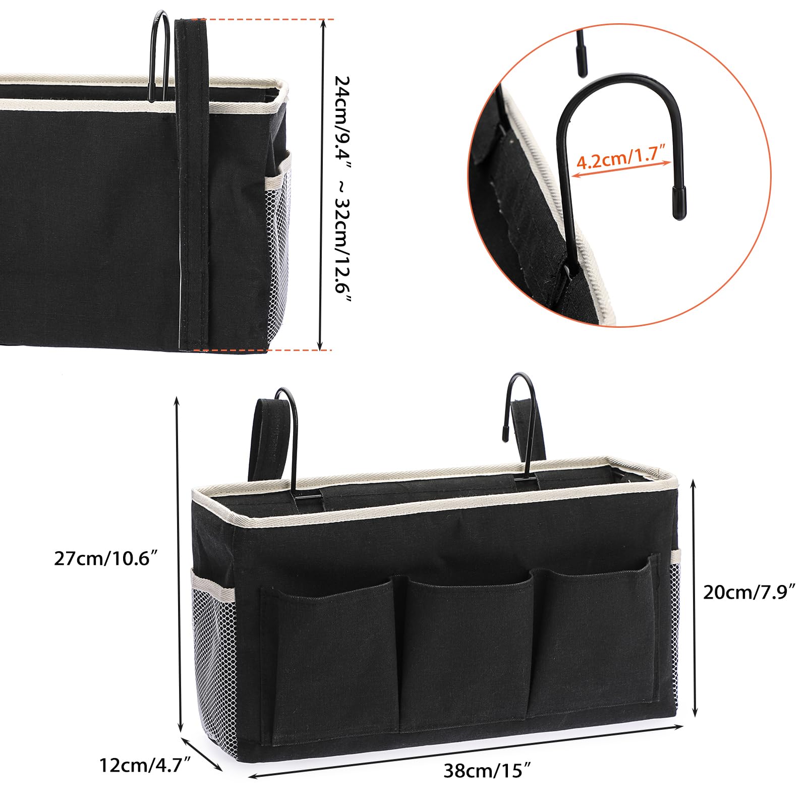 SUMTree Organisateur De Chevet Suspendu 5 Poches - Rangement Pratique Et Étanché Pour Lit (Vert)