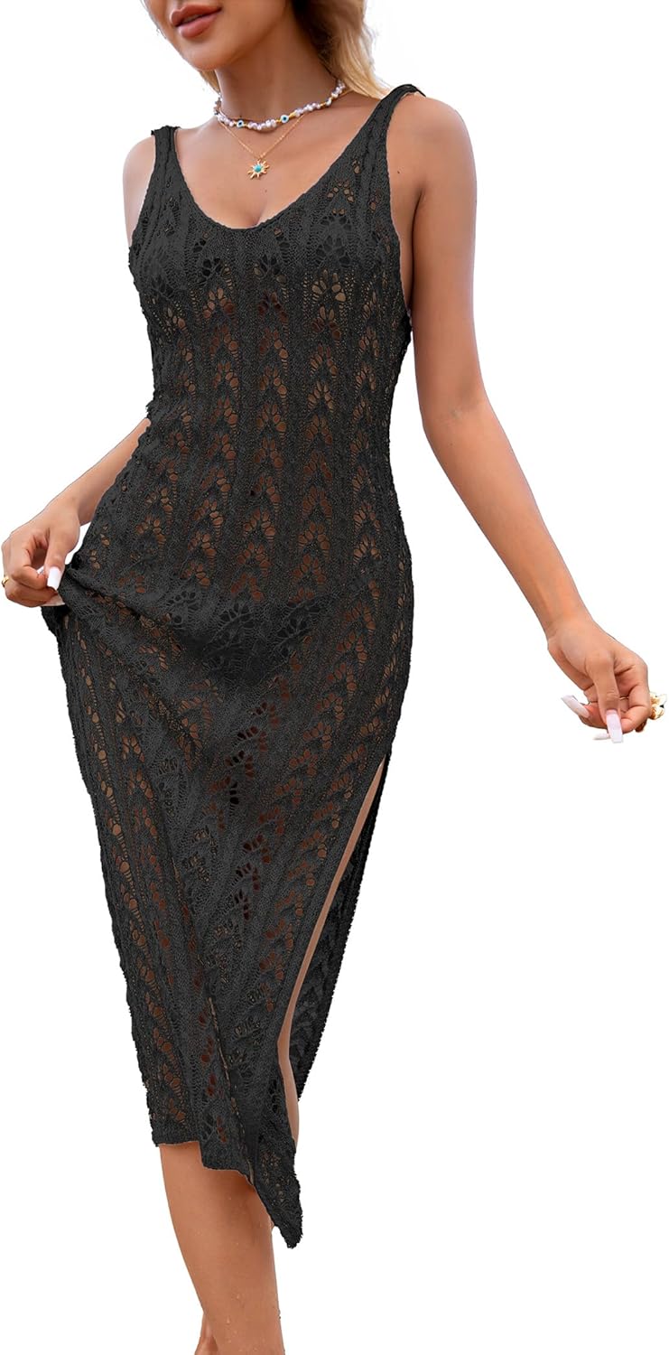 Women Swimsuit Cover Up Bathing Beach Crochet Swim Suit Swimwear Mesh Knit Dress Vacation Outfit Summer 2026