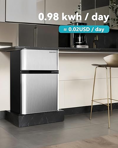 Miniatura 9 de EUHOMY Mini refrigerador con congelador, refrigerador compacto de 3.2 pies cúbicos con congelador, mini refrigerador de 2 puertas con congelador
