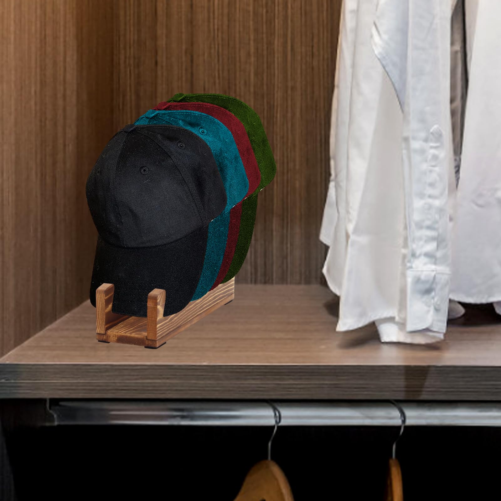 KVMORZE Hat Stand for Baseball Caps Display and Organizer, Hat Organizer and Caps Rack, Wooden Hat Holder for 12 Baseball Caps for Bedroom, Closet, Dresser, 2 Pack