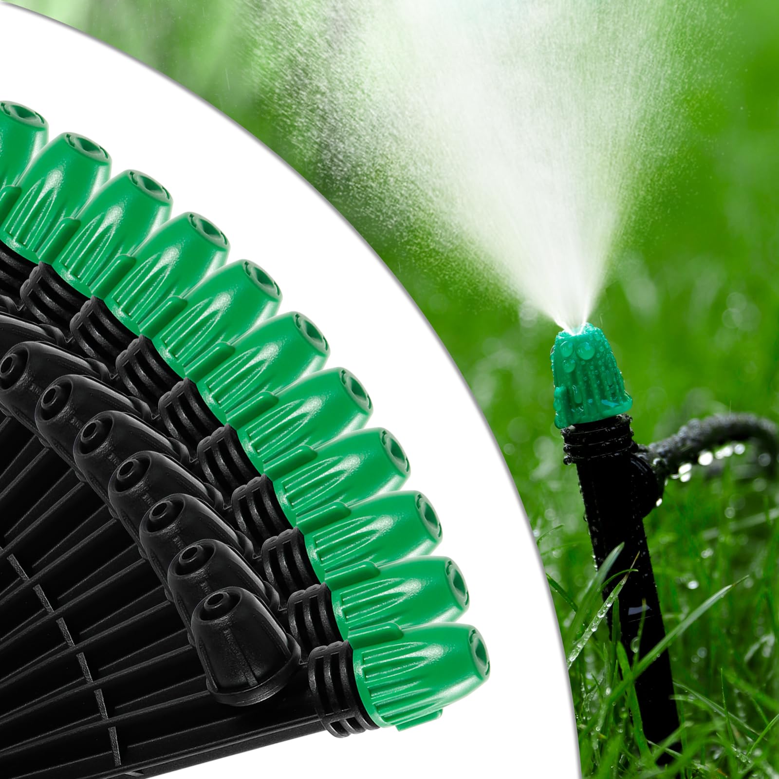 1/4" Drip Irrigation Spray Emitters Leak-Proof 30PCS Adjustable Spray Emitters with Lock Barbed 6" Sturdy Stake for (4-7mm) Garden,Raised Garden Bed,Greenhouses(30PCS Misting)