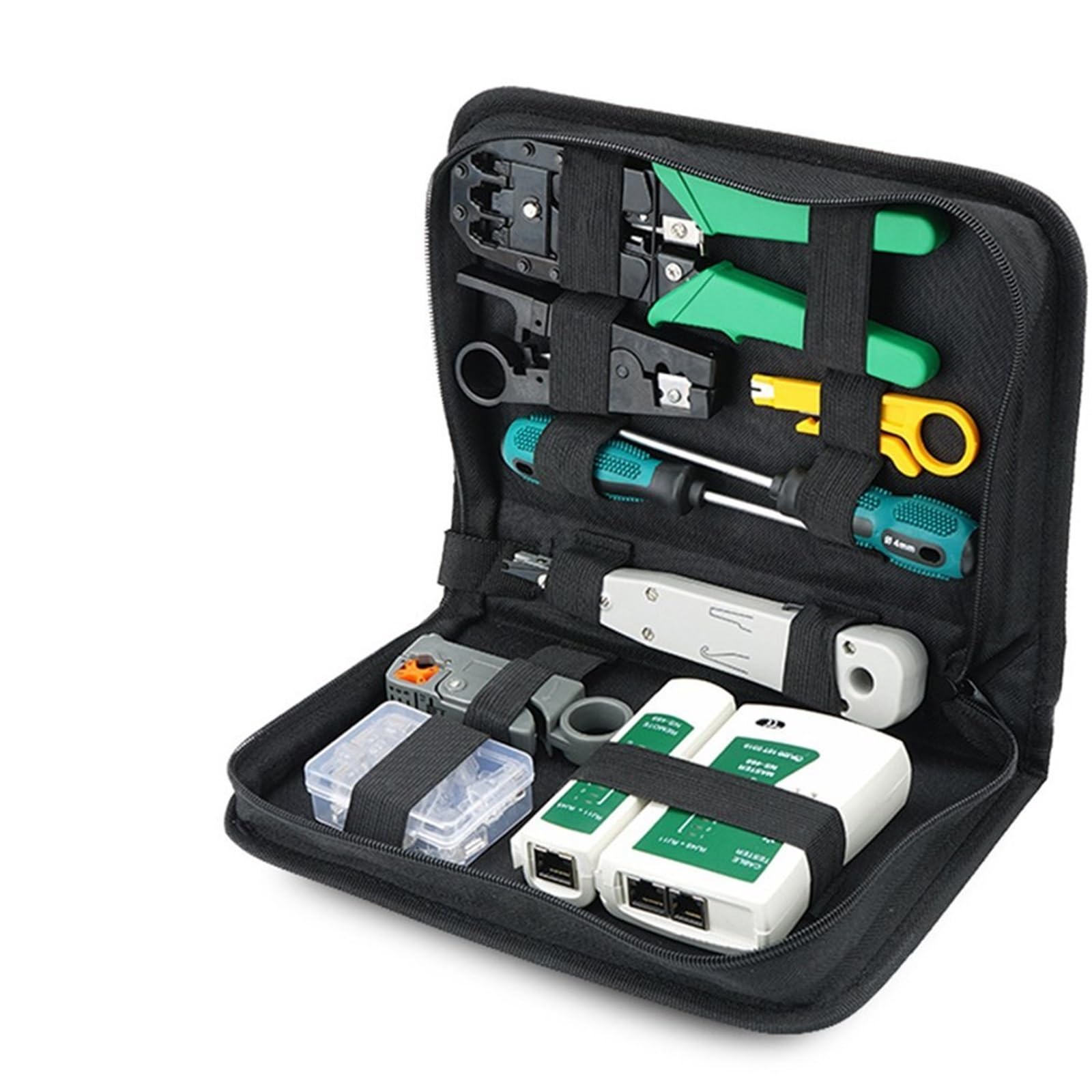 Kit di strumenti for tester for cavi di rete LAN Cacciavite Utp Spelafili RJ45 Connettore Rete di computer Pinze a crimpare Set di strumenti | Network Cable Tester Tool Kit LAN Utp Screwdriver Wire Stripper RJ45 Connector Computer Network Crim