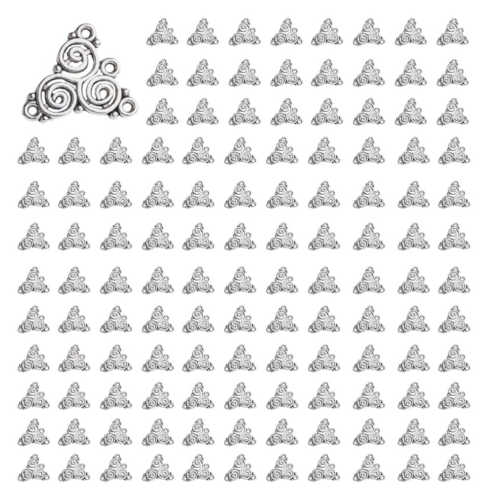 Wixine100Pcs Celtic Triskelion Charms 19 mm Antiqued Silver Plated Chandelier Connector Pendants
