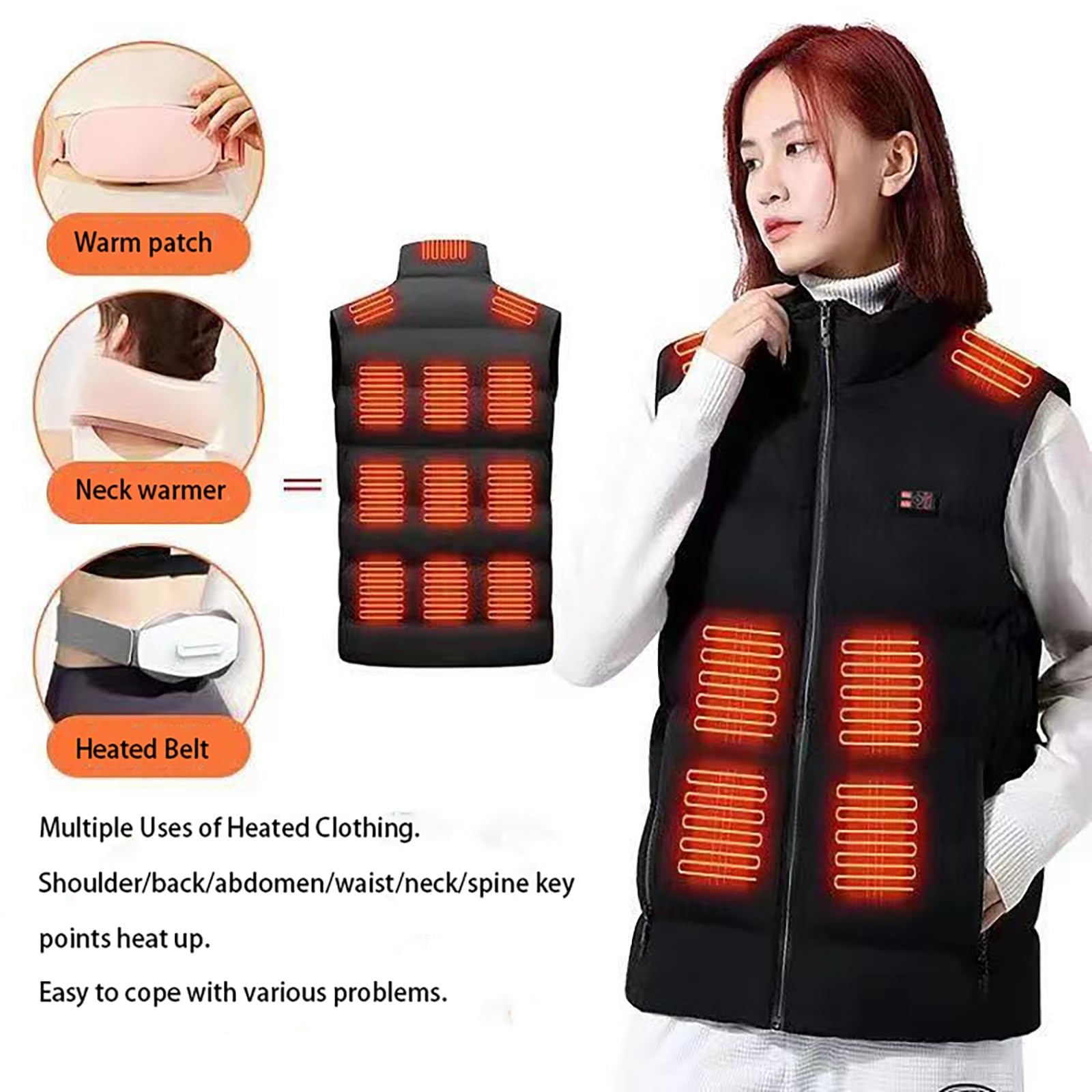 Telguua Verwarmd vest voor heren, zacht en warm elektrisch verwarmd vest met 3 temperaturen, 12000 mAh 5 V batterij, USB-verwarmde jas, verwarmd vest voor outdoor-activiteiten, Wit, XXL