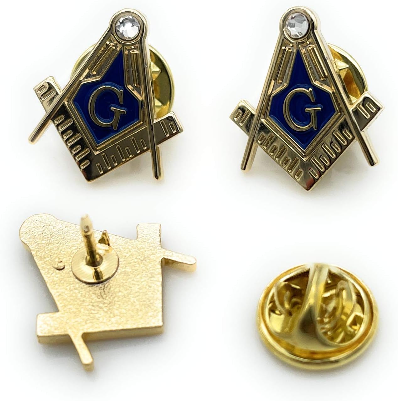 3pcs Freemason Square and Compass with rhinestone lapel pin Masonic blue lodge Master Mason 3rd degree - Image 5