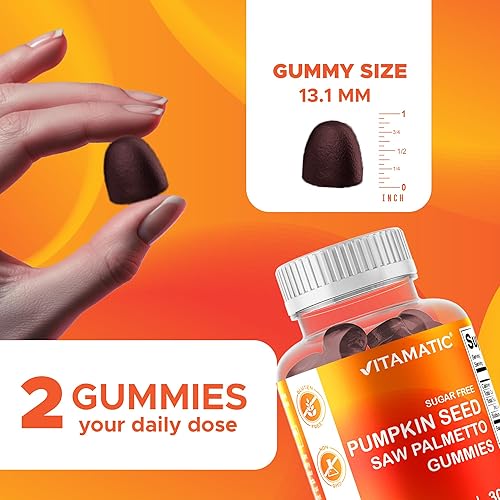 Miniatura 3 de Vitamatic 2 paquetes de gomitas de semillas de calabaza sin azúcar, 3000 mg equivalentes por porción (de extracto 201 y 101 de 200 mg), hechas con