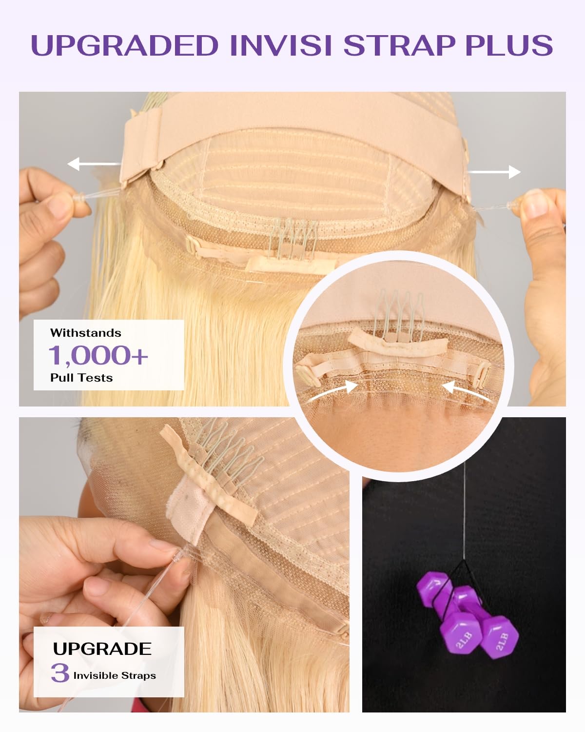 Hidden Strap Body Wave 360 613 Lace Front Wig Human Hair Glueless Wigs Human hair Pre Plucked Pre Bleached 180% Density Blonde Wig With Drawstring HD Full Lace Human Hair Wigs 26Inch - Image 5