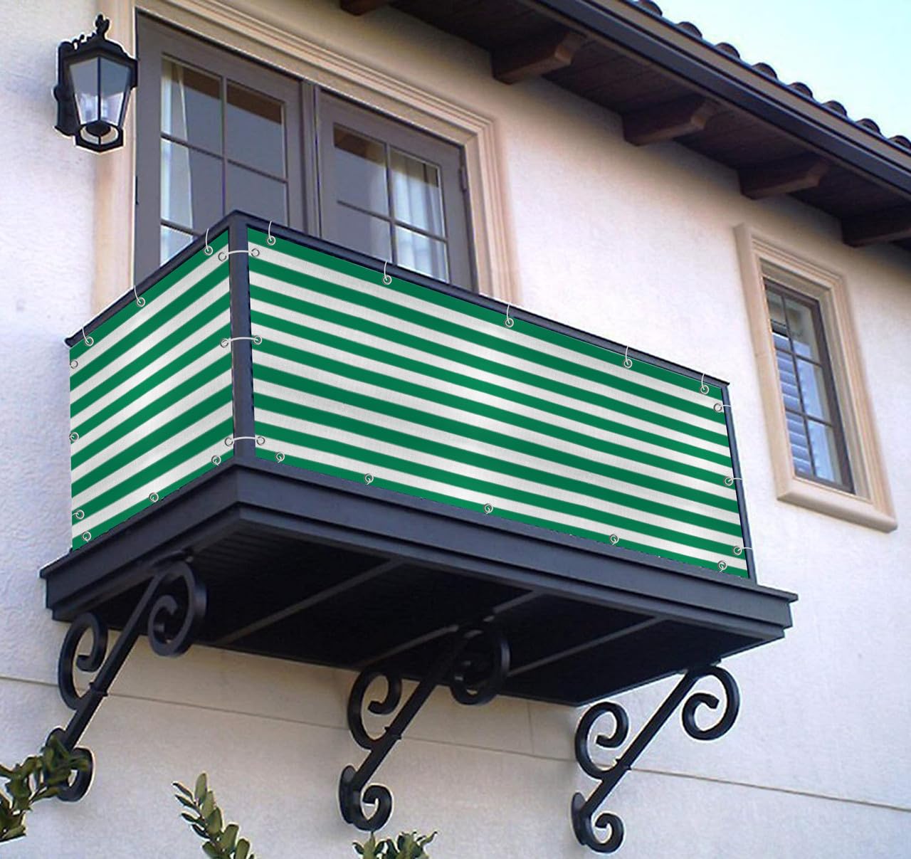 MetDeals HDPE Stripes Self Fold Baby Safety Net for Railing & staircases | 85% Sun & UV Blockage Balcony Safety Net with Eyelet & Cable Tie for Easy Installation(Green&White, 1X4 MTR)-image-26