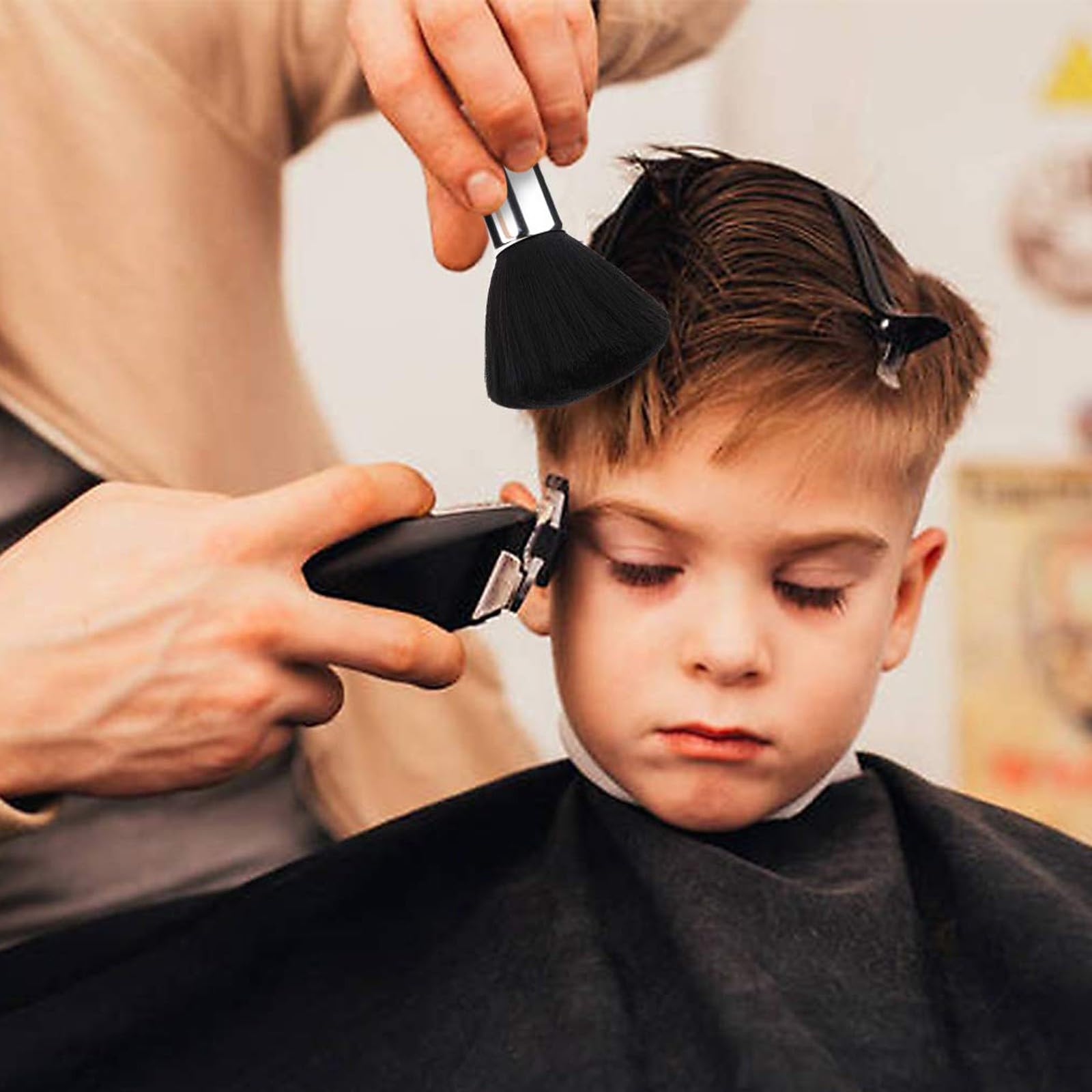 Spazzola professionale nero ultra morbido piuma pennello da parrucchiere pulizia scope da collo per capelli salone barbiere