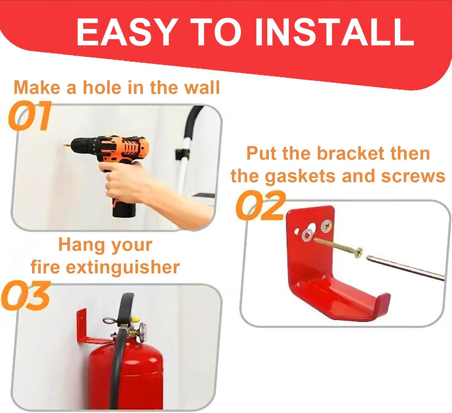20 Pack Universal Fire Extinguisher Mount Bracket - Rust-Resistant Metal Wall Hanger, 5-40 Lb Capacity, Easy Installation for Home/Garage/Office, Includes Mounting Screws & Washers