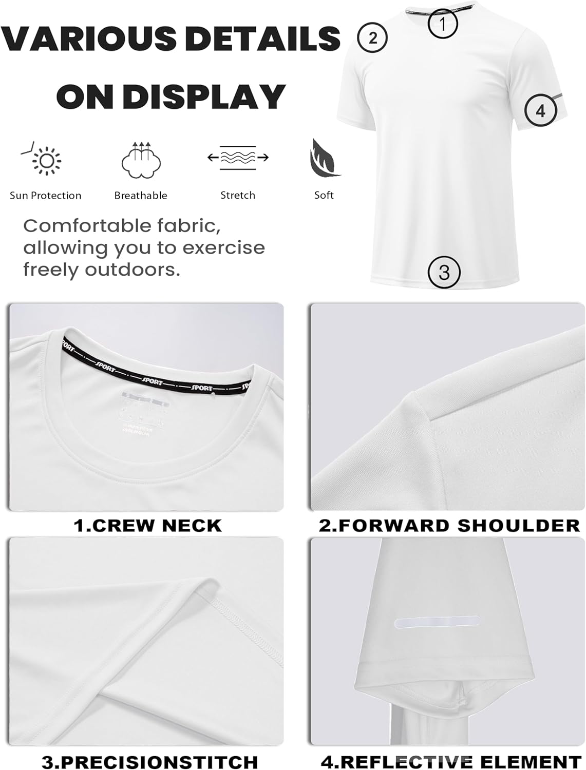 MAGCOMSEN Mens Workout Shirts Dry Fit Sun Protection Athletic Short Sleeve Shirt UPF 50+ Gym Running Swim Rash Guard Top - Image 5