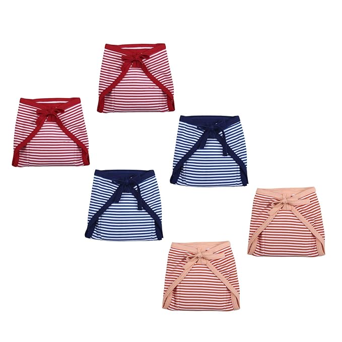 Superminis Baby Boy and Baby Girl Stripe Print Cotton Cushioned Nappies Combo (Pack of 6)