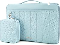 Vista 12 de BAGSMART Funda para laptop con asa, funda acolchada para laptop para mujer, funda para computadora portátil MacBook Air/Pro, 15-16 pulgadas, beige