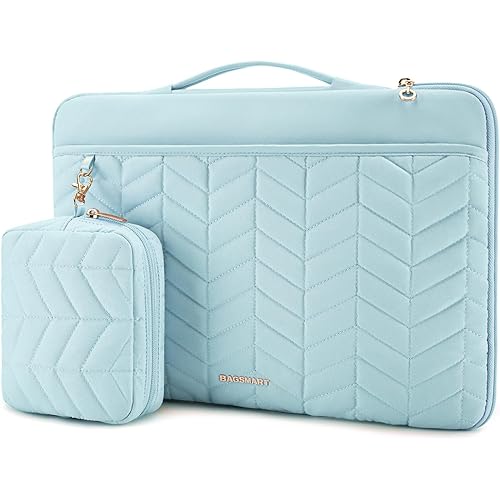 BAGSMART 13-14 inch Laptop Sleeve with Handle, Puffy Padded Laptop Case with Accessories Bag, MacBook Case Sleeve Fitted with MacBook Air Pro 13.3 inch 14 inch, Computer Sleeve Fitted with Dell,HP