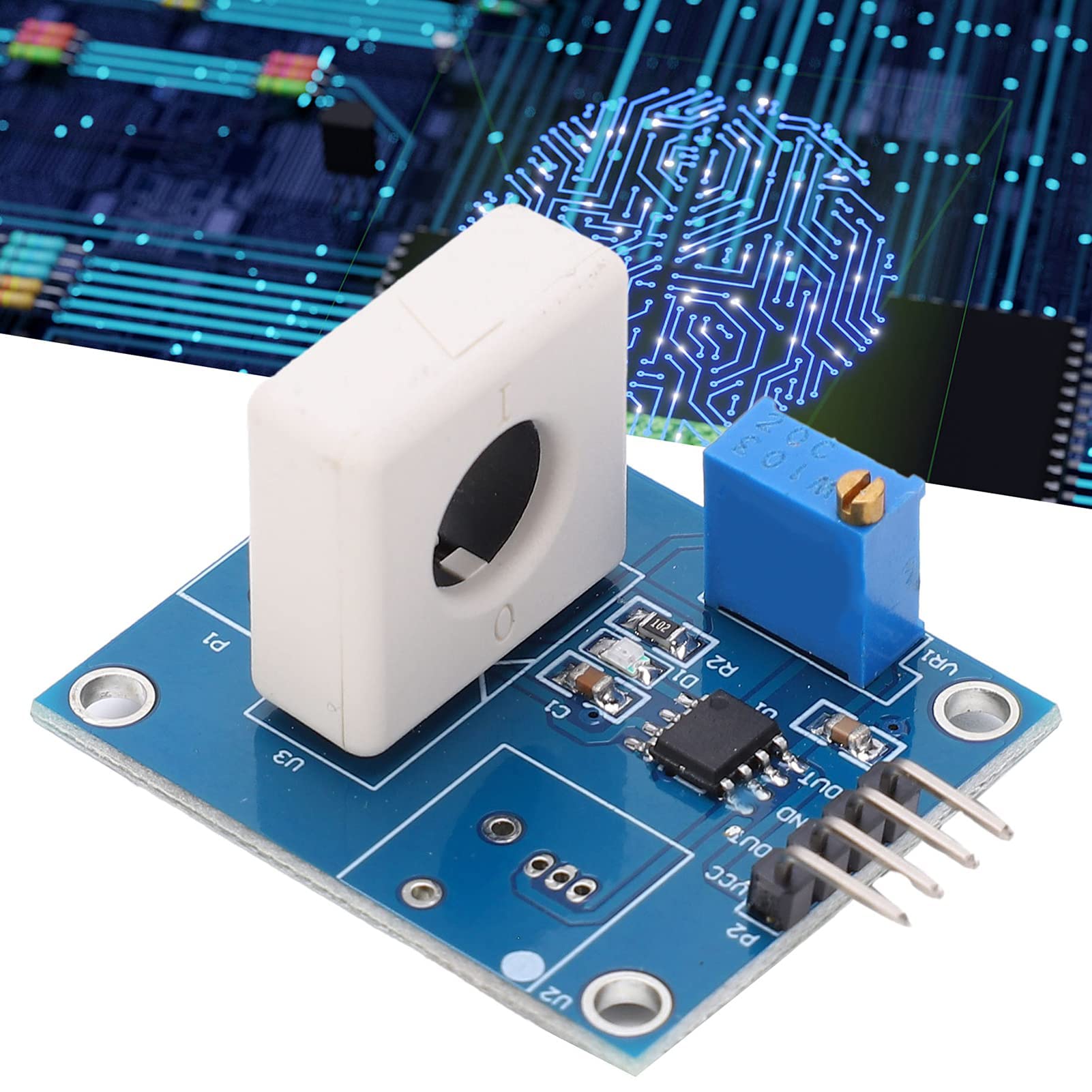 WCS1800 Modules de Capteur de Courant à Effet Hall, 2Pcs DC 5V 35A Module de Capteur de Tension Détecteur de Protection Contre les Surintensités de Court Circuit Testeur de tension Terminal Capteur