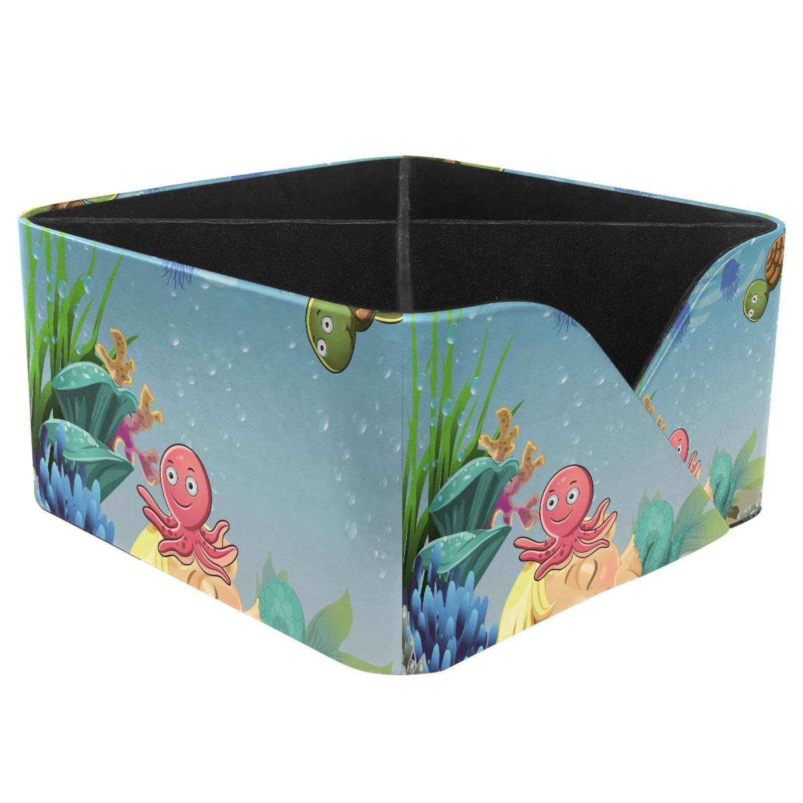KengjuTesu Underwater World Turtle Mermaid Desktop Organizer Pen Holder, Rectangular Pencil Cup for Office, Study and Makeup Stations