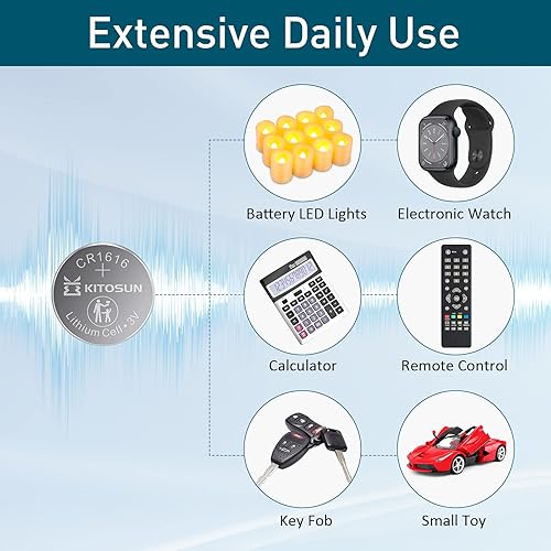 Miniatura 2 de KITOSUN CR1616 - Batería de moneda de litio de 3 V  3 voltios CR 1616 baterías de botón de batería de repuesto para llave de coche control remoto