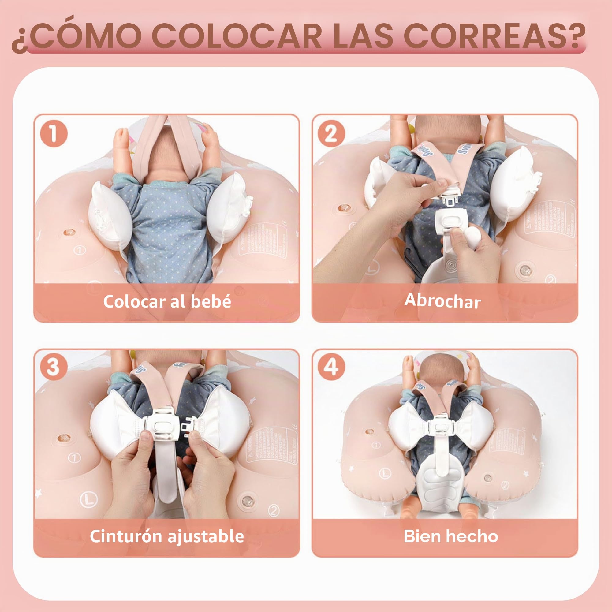 Flotador inflable de unicornio para bebé con toldo de 3-6-12 meses, flotador de piscina para bebé, anillo de flotador, asiento inflable para bebé con toldo de sombra para 6-12-18-36 meses, rosa