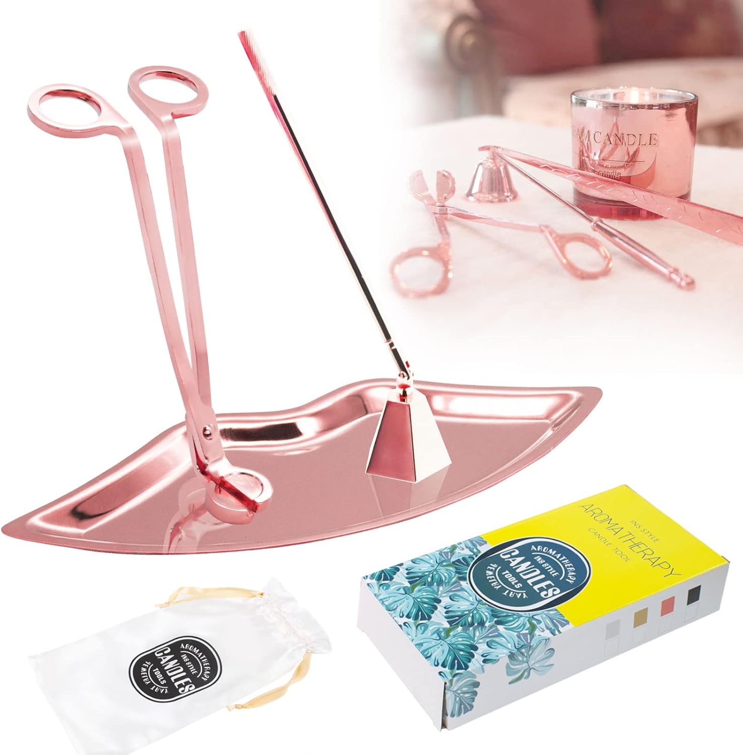 TWUTGAYW Candle Accessories, Stainless Steel Candle Cutter Sets, 3in1