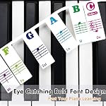 Notes pour piano Superposition 61 Bande de clavier, Azymi Étiquettes de clés pour piano 61 Clé pour le débutant, Removable Multi-couleur Grandes Lettres Guide de Piano Silicone