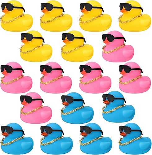 18 patos de goma para el día de San Valentín pequeños patos de goma a granel con lentes de sol juguetes de baño flotantes patos de bañera mini patos