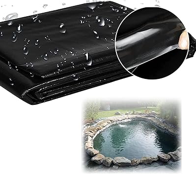 Image XueYL Heavy Duty Fish Pond Bed Liners, Multi Size Fish Pond Liner 8 Mil HDPE Impermeable Film for Waterfall Fish Ponds Garden Fountain Koi Ponds (Size : 6x6m/19.6x19.6ft)