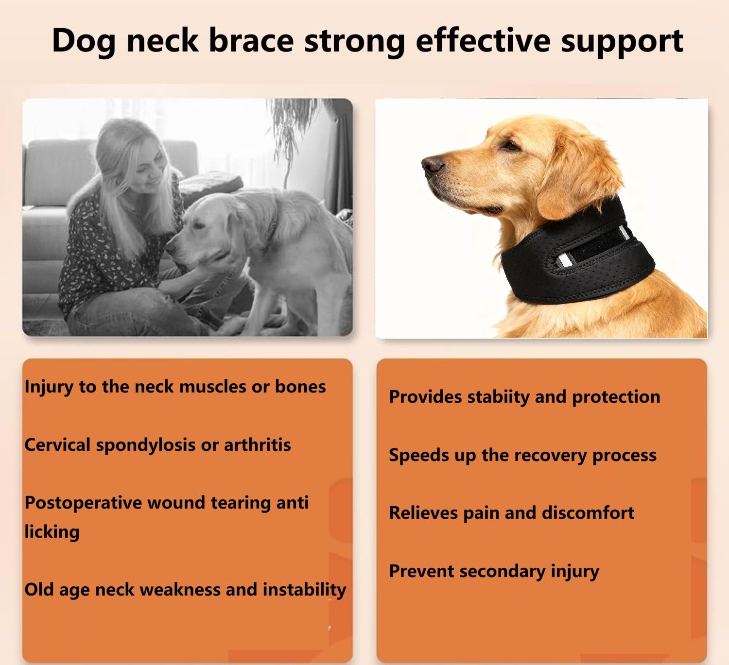 Collar cervical para mascotas para aliviar el dolor de perros y gatos, envoltura canina que protege heridas y cura, debido a la artritis y lesiones, soporte cervical ayuda a recuperarse de