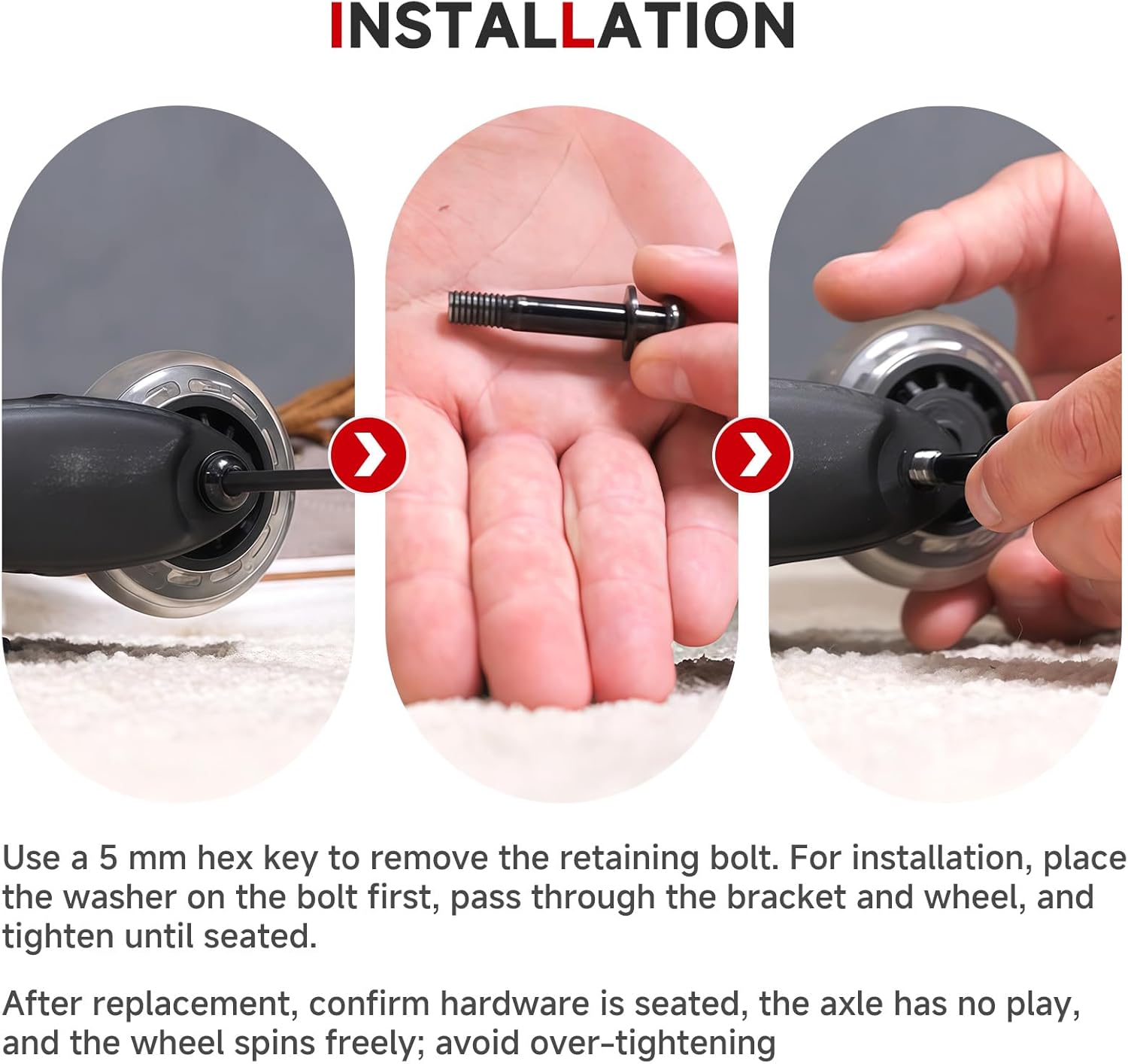 Compatible with Peloton Exercise Bike Front Mobile Wheels Replacement Kit, 2-Pack Transport Wheels with Bolts & Washers, Compatible with Peloton Bike, 2.72" Wheel OD, Easy Indoor Relocation
