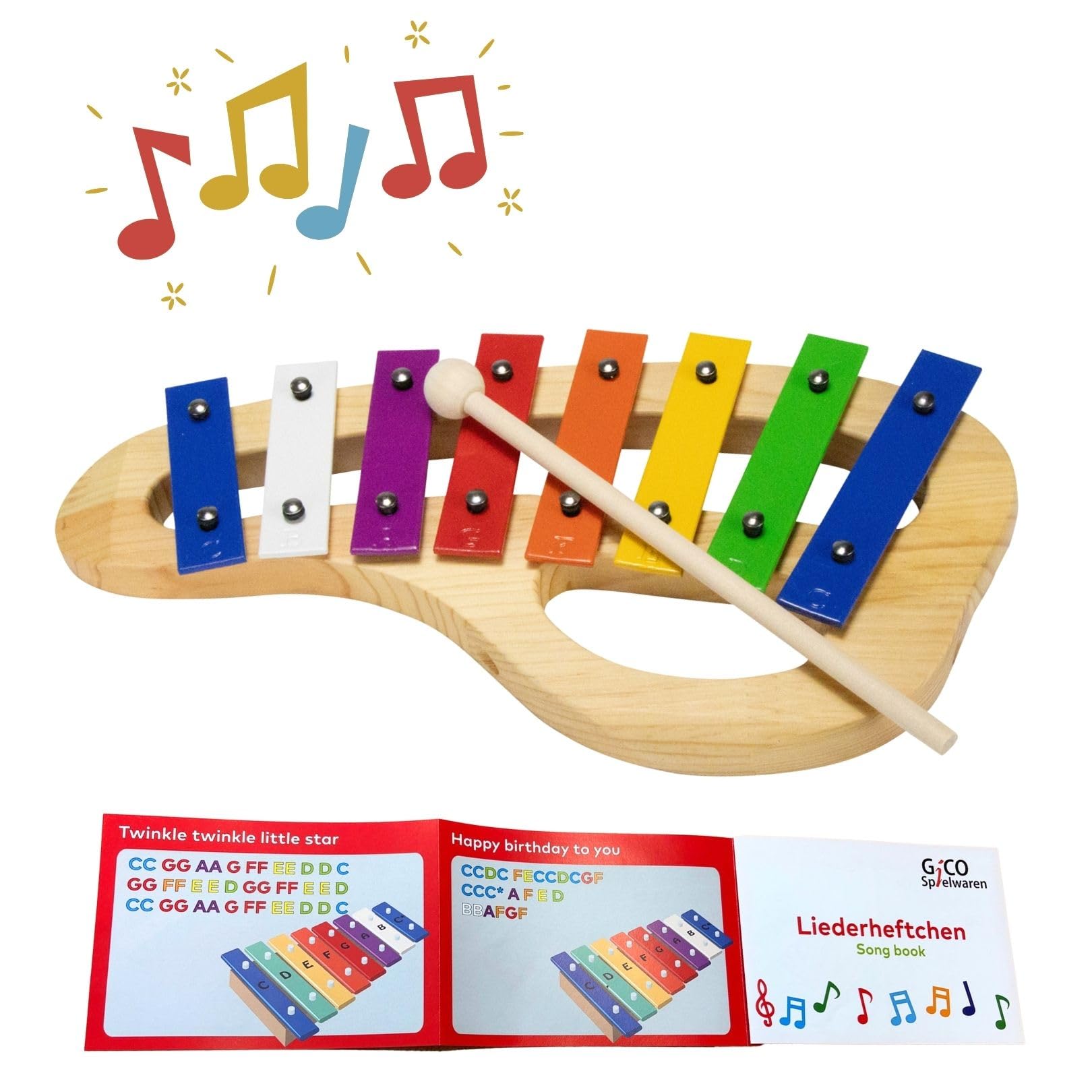 Kinder Xylophon 15 Töne - Buntes Holz Glockenspiel Ab 3 Jahren