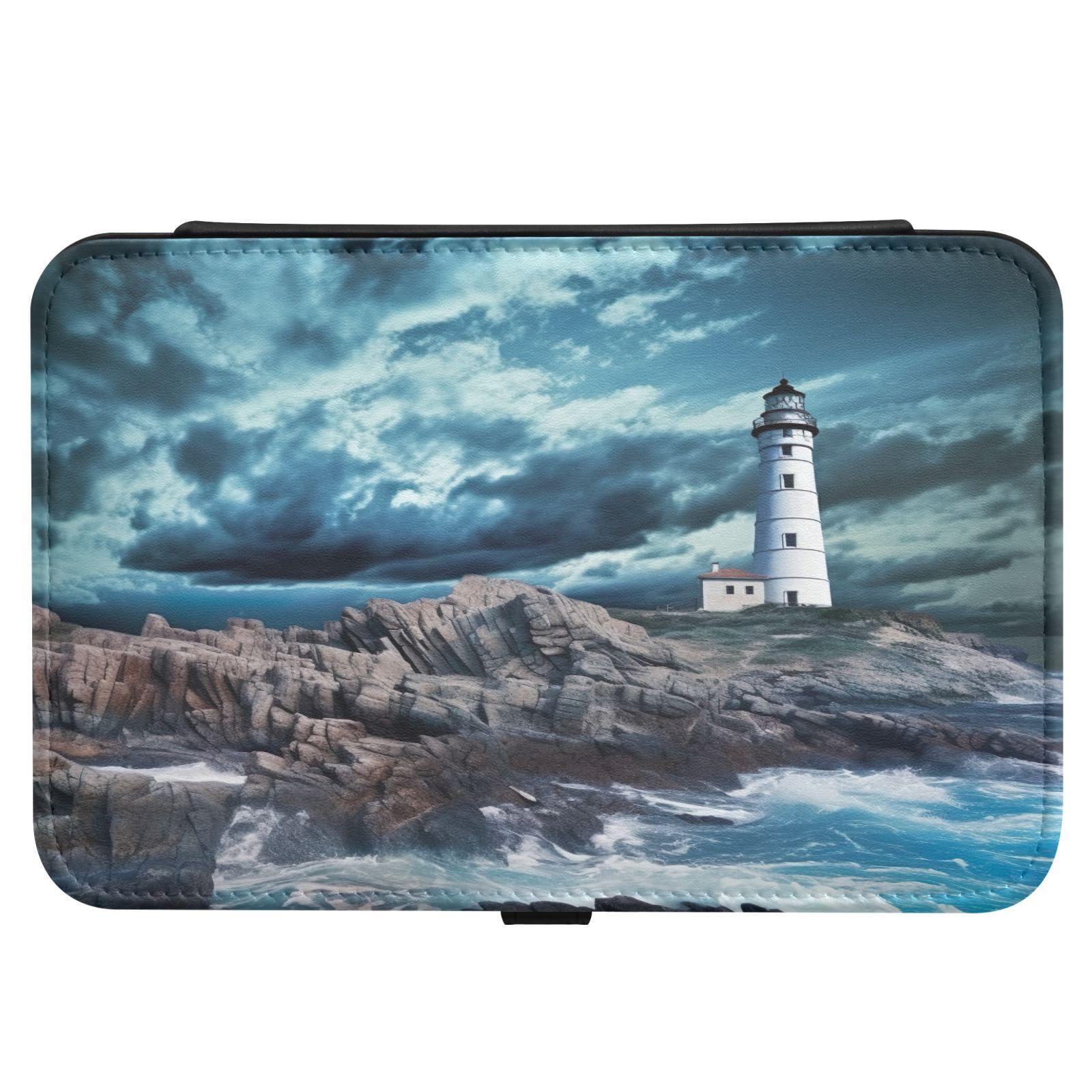 Haskirky Lilighthouse Jewelry Box Portable PU Leather Travel Jewelry Organize for Women Jewelry Storage Display Holder for Ring, Necklace, Earring