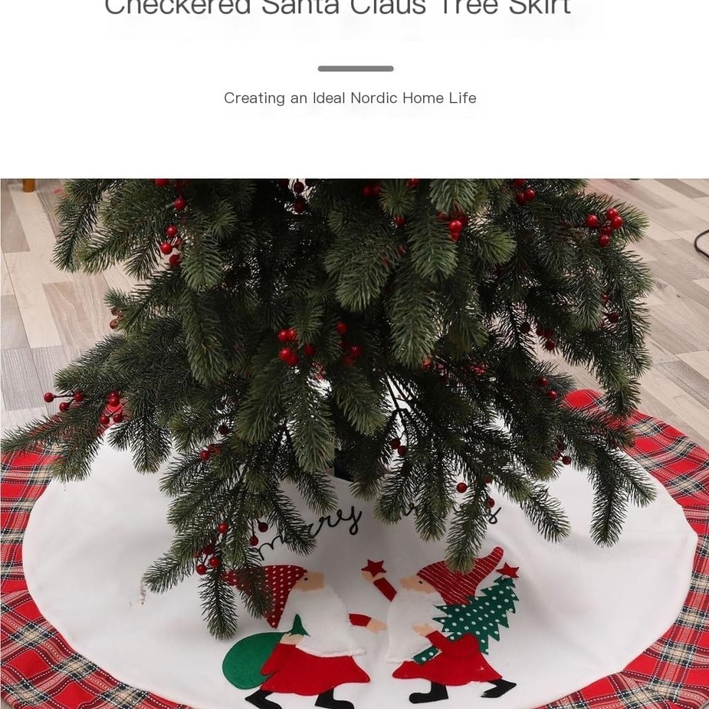 Tree Skirt Christmas Christmas Tree Skirt Red Plaid Double Rudolph Dwarf Christmas Tree Props Decoration Scene Tree Skirt Ornaments Christmas Tree Skirts