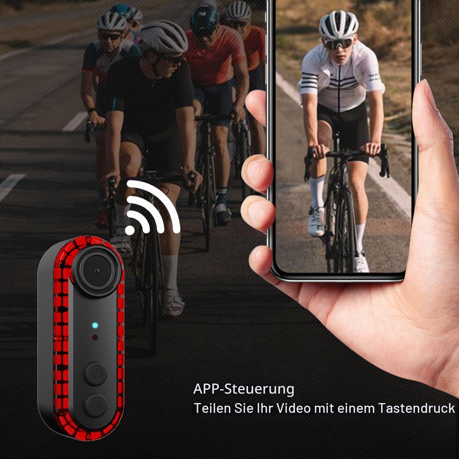 Fahrradkamera, 1080P Fahrrad-Rückfahrkamera, Ampel, Fahrrad-Rücklicht mit 150 Grad Weitwinkel, IPX6, Wasserdicht, 3500 MAh Akku für Fahrradkamera