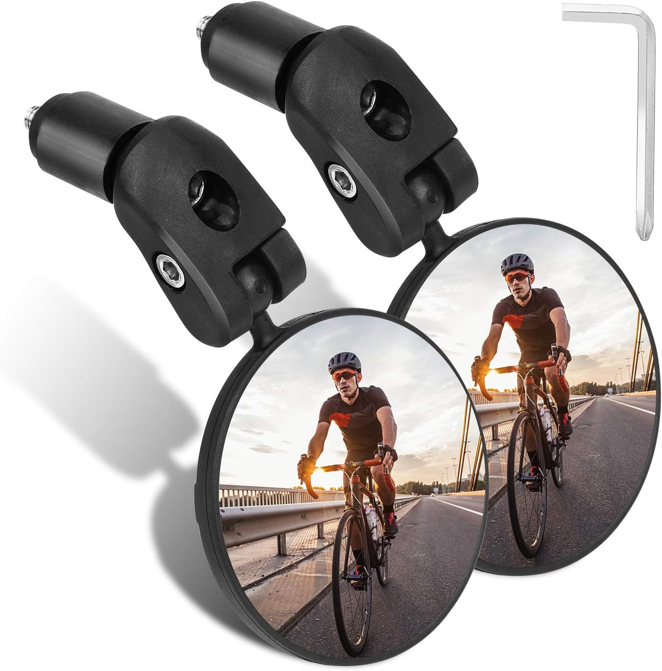 TAGVO Bar End Bike Mirrors, HD Wide Angle Bicycle Rear View Mirrors