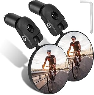 TAGVO Bar End Bike Mirrors, HD Wide Angle Bicycle Rear View Mirrors, 360 Dregree Adjustable Rotation Handlebar Convex Mirror for Mountain Road Bike Cycling (2 PCS)
