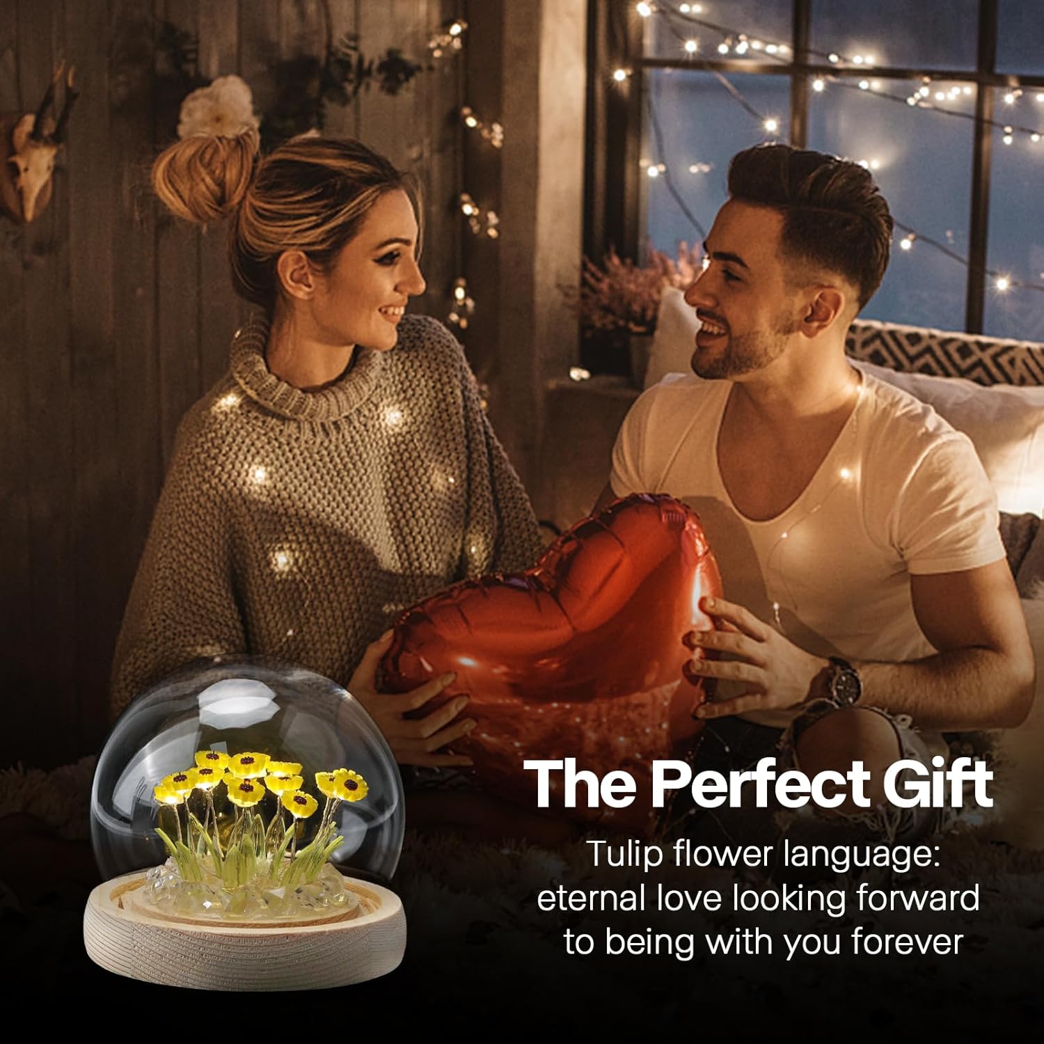 ONXE Sunflowers Flower Lamp,Sunflowers Night Light,Birthday Mothers Day Gifts for Girlfriend Mom Women Her Wife Sister Girls Grandma,Artificial Flower Table Lamp in Glass Dome (USB Powered)