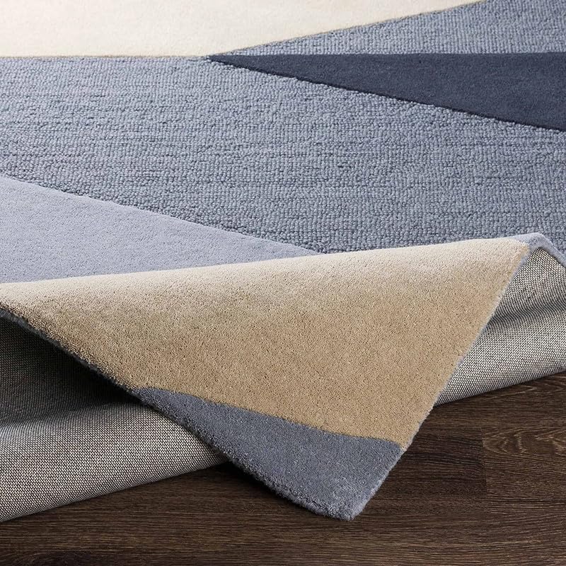Image of Embossed Handmade GH Wool Thick Geometrical Carpet is a Stylish and Practical Addition to Any Living Room 5X7