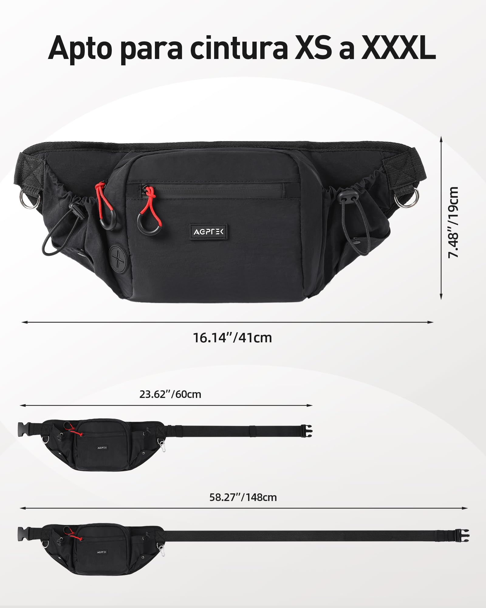 AGPTEK Bolsas de Golosinas para Perros, Riñonera Impermeable de Gran Capacidad con Bolsa Premios Perro Desmontable, Porta Botellas de Agua, Dispensador de Bolsas para Excrementos, Negro
