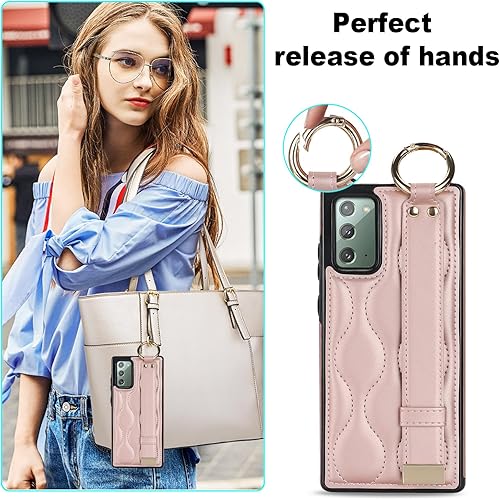 Miniatura 4 de Asuwish Funda de teléfono para Samsung Galaxy Note 20 5G con protector de pantalla y correa para la muñeca, soporte de pulsera, anillo de goma de