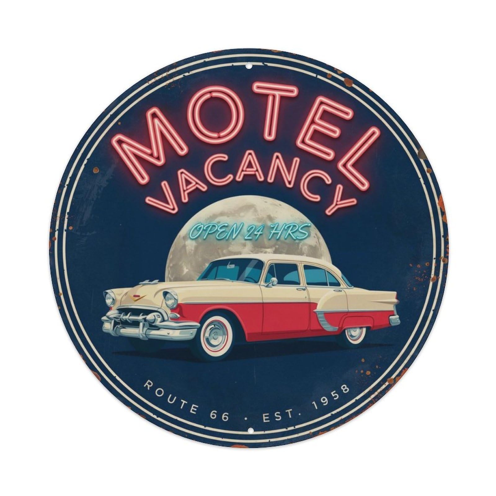Motel Vacancy Roadside Metal Tin Sign Plaque